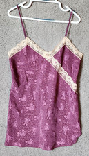 VTG Angelique Womens Sleeveless Chemise Nightgown Lingerie Lave Accents Floral M