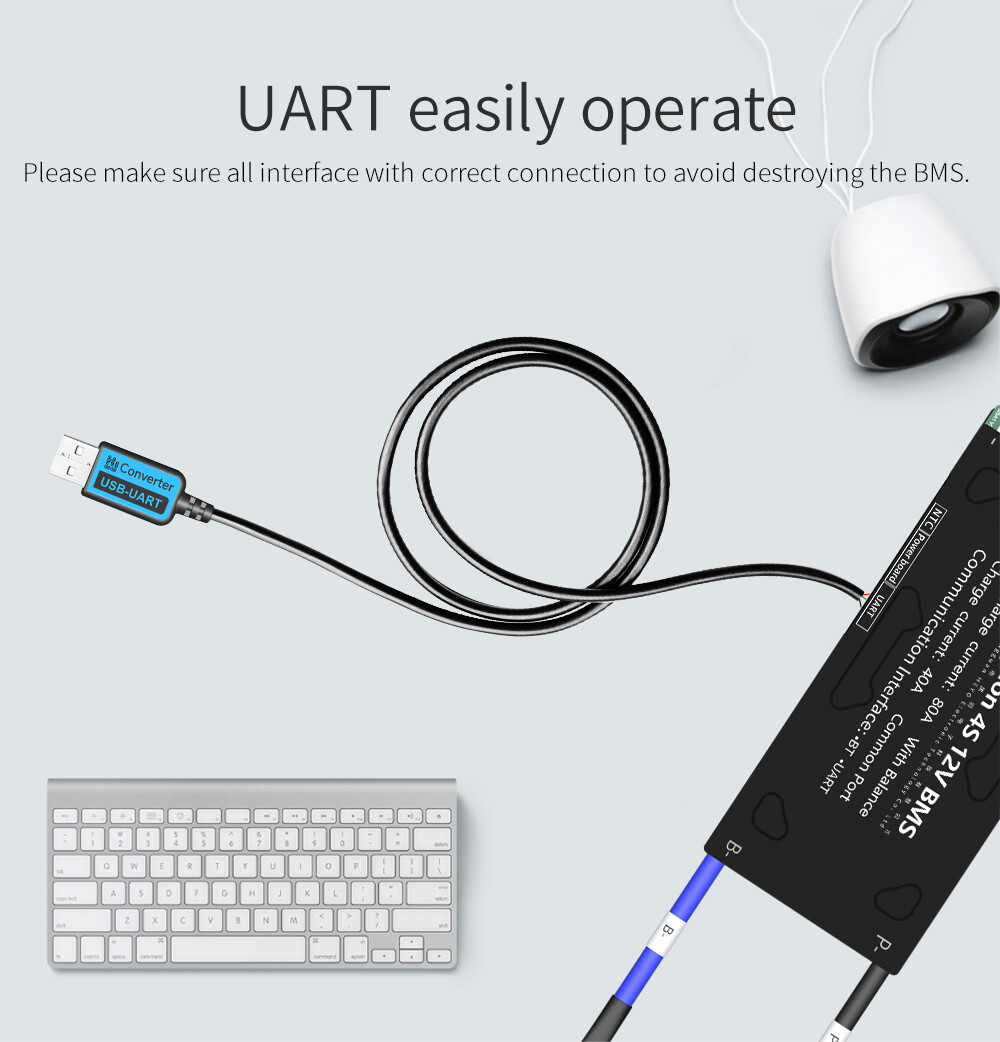 Daroplo UART-Kabel Für BMS: LiFePO4 & Li-Ion-Akkus Kommunizieren Mit PC – 4S Bis 32S, Inkl. Smart-Funktionen