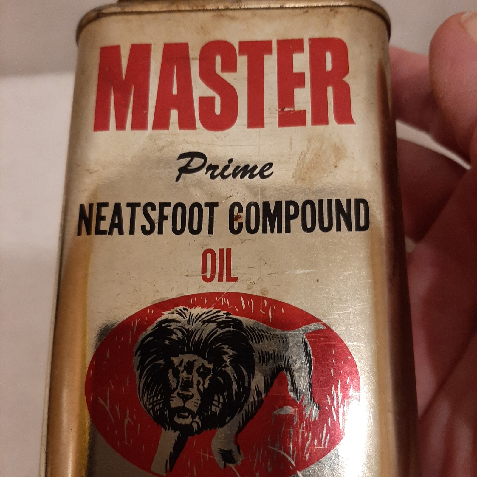 Master Prime Neatsfoot Compound Oil Tin Can With Product Petronio Shoe VTG Prop