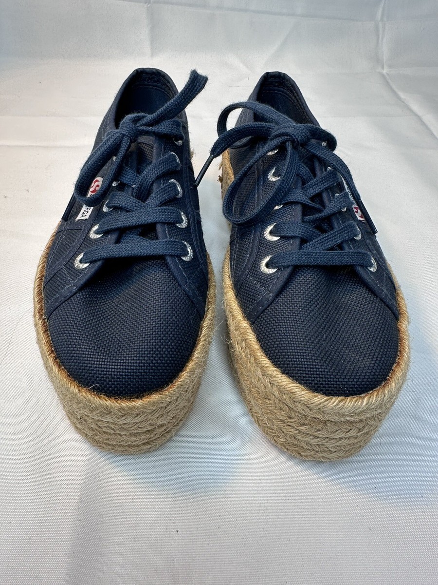 Superga 2790 Rope Platform Espadrille Sneakers, Navy, Women's NEW NWOT