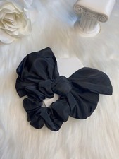 Handmade Oversized Jumbo Black Satin Hair Tie Scrunchie 6 Cheer Elegant New