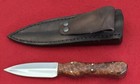 JIM ORT CUSTOM DE DAGGER FIXED BLADE KNIFE, PADAUK WOOD, CROCODILE SHEATH