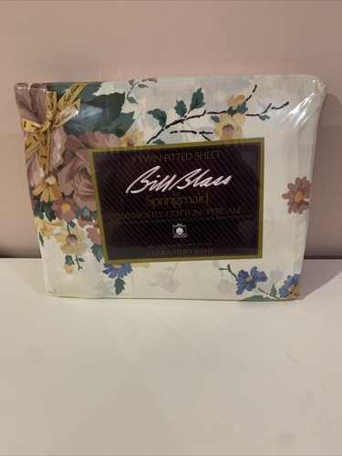 VINTAGE NOS BILL BLASS SPRINGMAID 1 TWIN FITTED SHEET RAPHAEL ROSE NEW - Picture 6 of 11