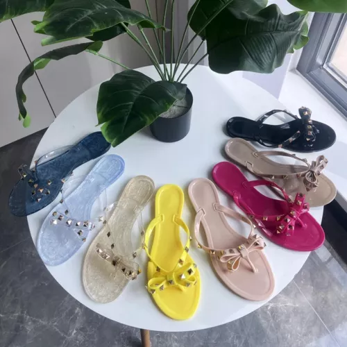 Rivet flip-flops rivet jelly thong sandals bow summer bow flat beach rain boots