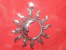 Mystic 35mm Magic Fantasy Silver Tone Sun Crescent Moon Charm Pendant Necklace