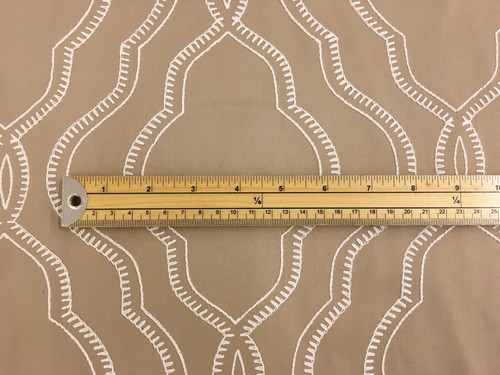 1013. STEMBRIDGE BEIGE LINEN EMBROIDERED JACQUARD CURTAIN BLIND FABRIC. - Picture 3 of 6