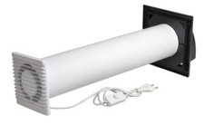 Klein Leise Lüfter Set 100mm + Lüftungsrohr + Aufnahme + Kabel - Schwarz 93 m3/h