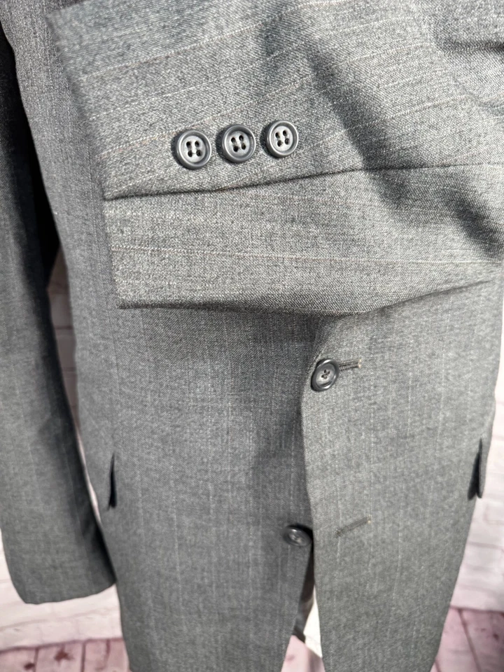 ETIENNE CARON Mens Gray Wool PINSTRIPE 2 Piece VEST Combo PAIR 42R Jacket - Image 4 of 4