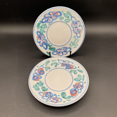 Pottery Barn Watercolor Flowers Small Plates Set Of 2 Italy Rosanna Imports
