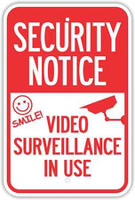 12"X18" SECURITY NOTICE VIDEO SURVEILLANCE IN USE SIGNS Heavy Duty Metal Red