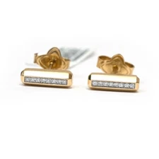 DAVID YURMAN New 11x3.6mm Lexington Stud Earrings Diamond 18K Yellow Gold