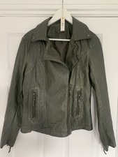 Max Studio Biker Jacket Olive Size S Small Khaki Faux Leather New John Lewis £90