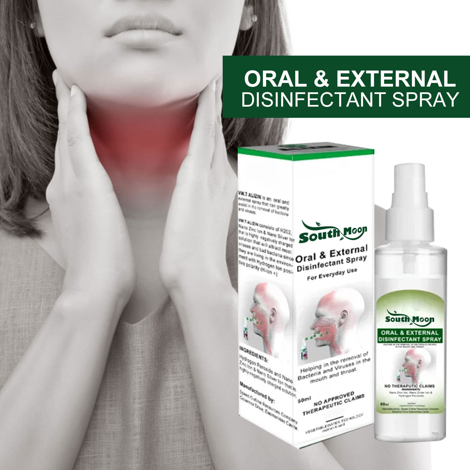 60ml Dry Mouth Moisturizing Spray Breath Freshener Natural Soothing