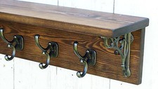 Reclaimed look wood Hat&Coat Rack with shelf Cottage Vintage with wall brackets