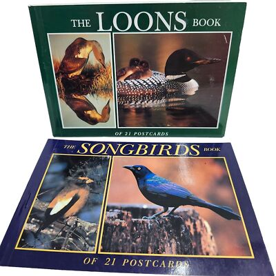 The Loons and The Songbirds A Book of 21 Glossy Postcards Lot of 2 Vintage 1996