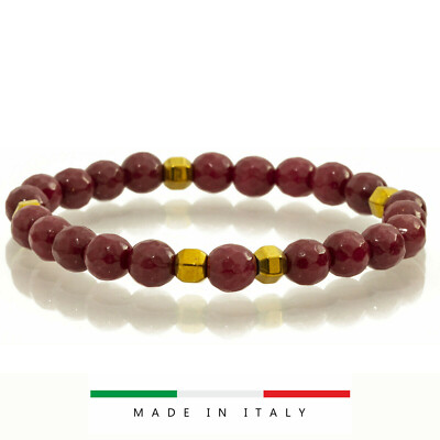 Damen Armband Jade Rubin ROT Armband RUBELLIT Hämatit Gold Geschenk