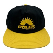 NWT Poler Black Yellow Horizon Hat Cap Snapba...