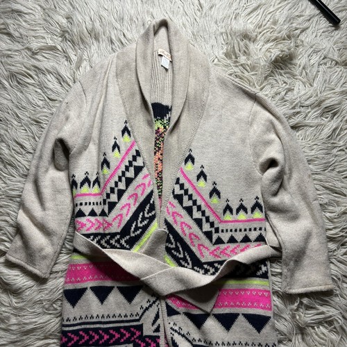 Mara Hoffman Open Front Jacket Sweater Women Fair Isle Alpaca Shawl Collar M - Picture 2 of 15