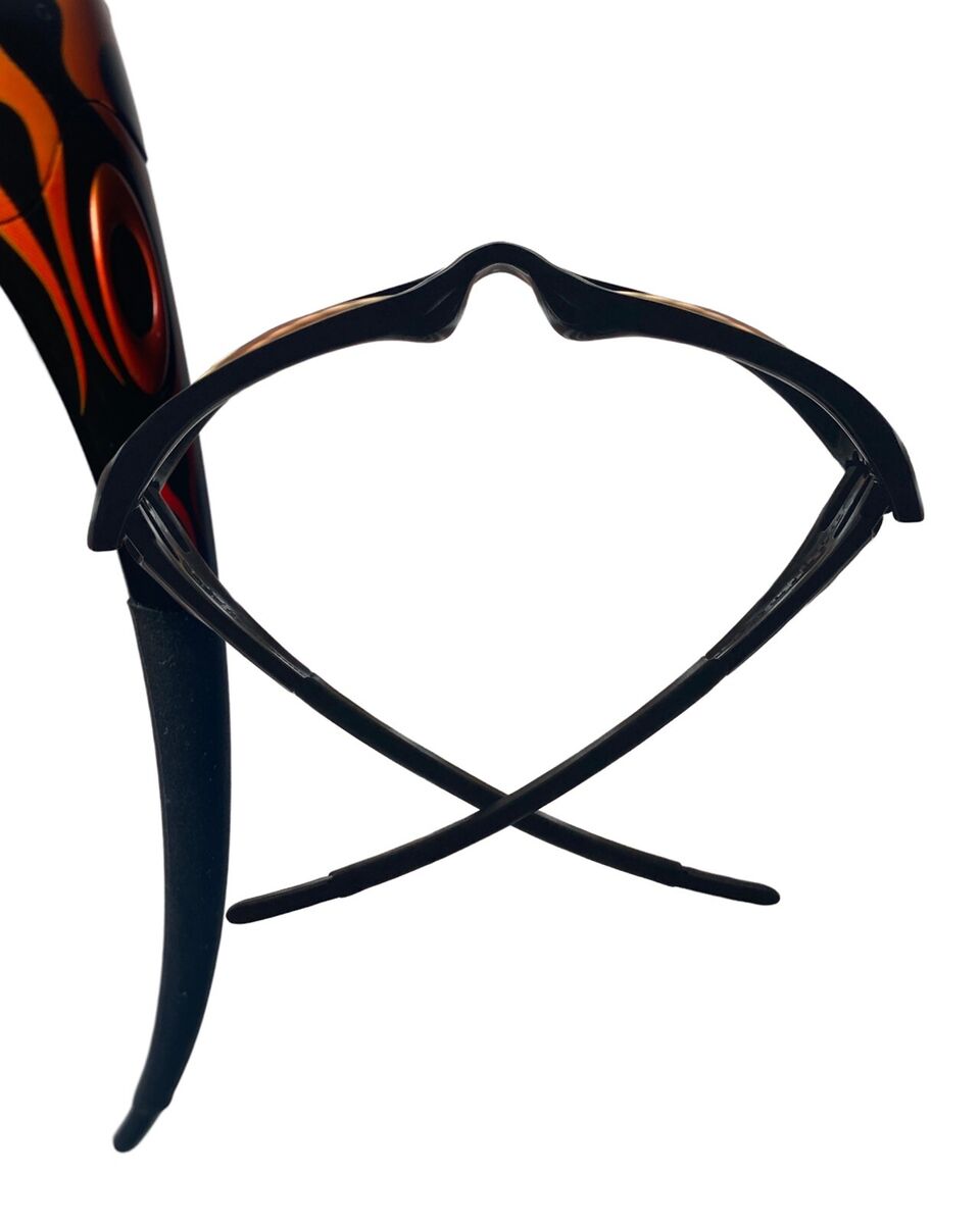 Oakley New Straight Jacket Jet Black Orange Flames w/ Red Oakley New Straight Jacket Jet Black Orange Flames w/ Red