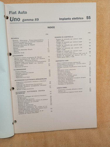 FIAT UNO GAMMA '89 IMPIANTO ELETTRICO - MANUALE ASSISTENZA TECNICA- leggi tutto - Foto 7 di 11