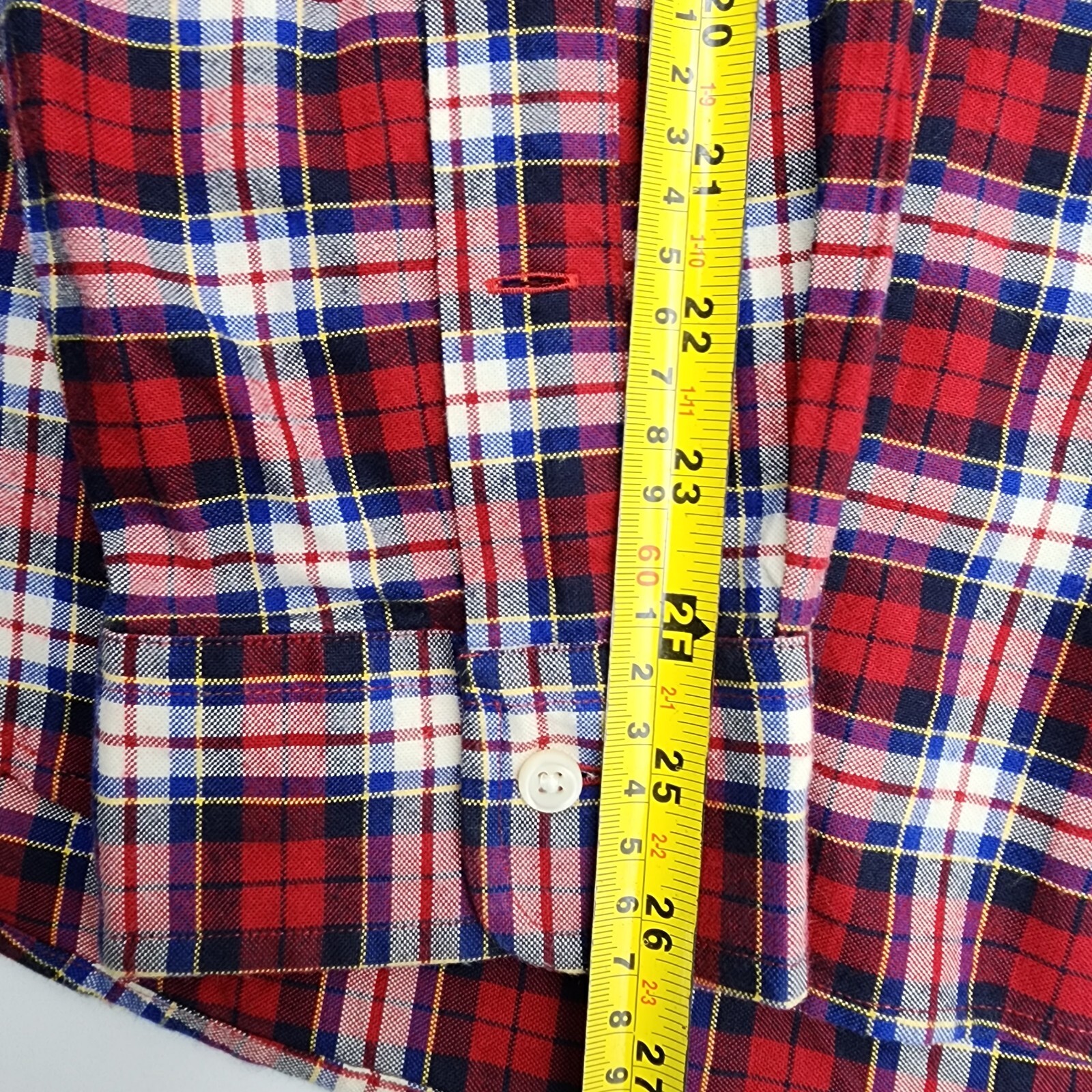 Ralph Lauren Button Up Shirt Mens XL Long Sleeve Red Blue Plaid Navy Pony Cotton thumbnail 11