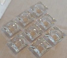 Set of 8 Vintage Square Thick Clear Glass Individual Open Salt Cellars - Dips