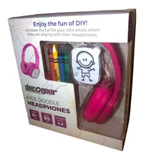 NIB  Pink DecoGear Kids Doodle Adjustable Over the Ear Wired Headphones 85dB Max
