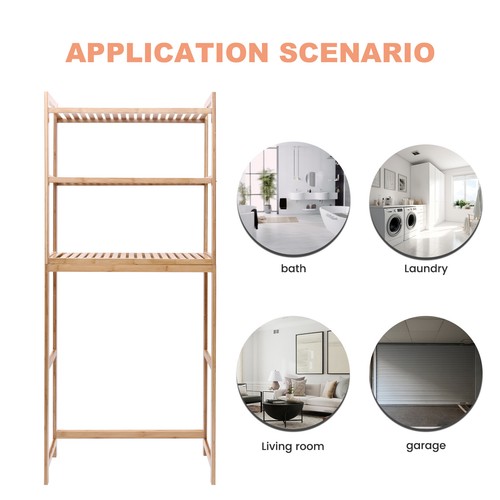 3-Tiers Over The Toilet Bamboo Storage Rack Organizer Shelf Space Saver Bathroom - Picture 18 of 37