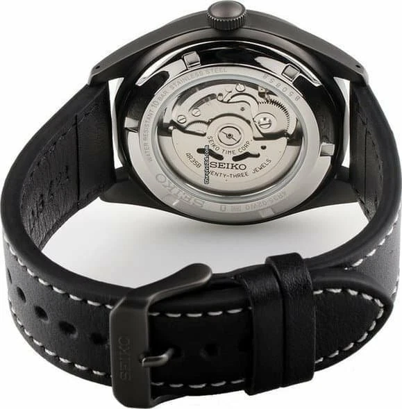 New Seiko Neo Sports SRPC89K1 Automatic Black Dial Black Leather Men Watch DE*2