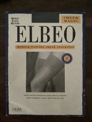 Elbeo Sheer Magic Medium Support Lycra Factor 8 Stockings Barely Black Medium 