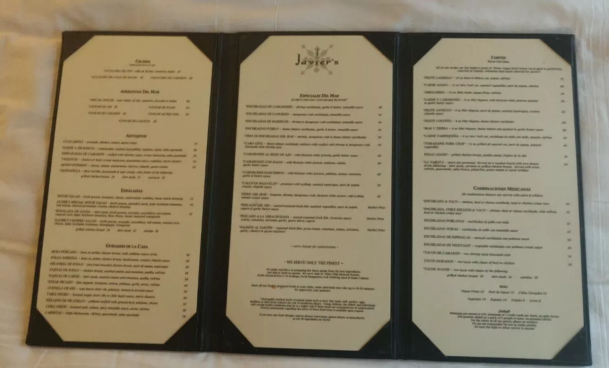 Javier's menu deals