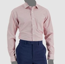 Club Room Men Regular-Fit Red Striped Stretch Button-up Dress Shirt Sz 18 36/37