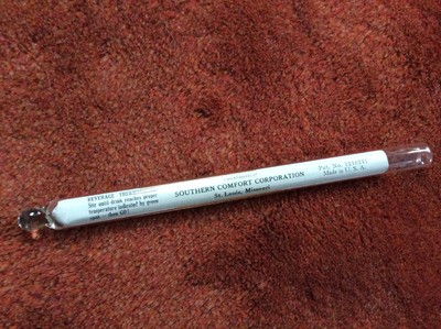 Vintage Southern Comfort Swizzle Stick Glass Beverage Thermometer