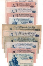 ARGENTINA Lot 11 Banknotes Complete Series Progreso BCRA 1935-59 All Types F/XF