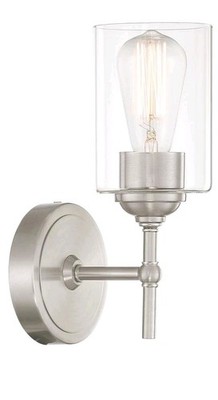 Home Decorators Ayelen 1-Light Brushed Nickel Indoor Wall Sconce, Modern Wall