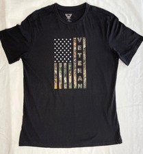 Men's Patriotic Graphic T-Shirt Size Medium, Camo USA Flag  Veteran Print Black