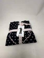 Victoria’s Secret Flannel Long PJ set black/pretty blossom NWT sz L