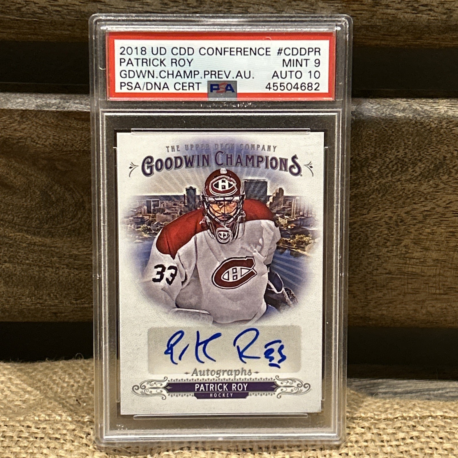 2018 Upper Deck Goodwin Champions Patrick Roy PSA 9 Autograph 10 