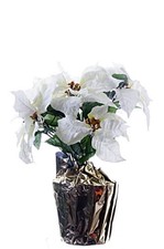 Christmas White Artificial Pointsettia Floral Arrangement-Holida