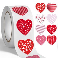 500Pcs Red Heart Stickers for Kids Roll,1Inch Waterproof Valentine's Day Love