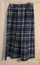Vintage Pendleton 100 Virgin Wool Tartan Plaid Midi Skirt Blue White Size 6 USA