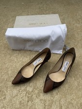 Pair Ladies Women's Jimmy Choo Romy 60 NKE 192 Size 36 1/2 Brown Snakeskin