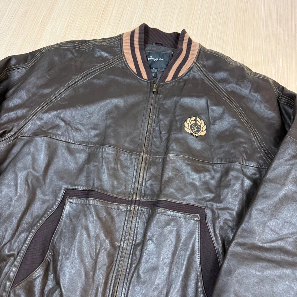 Chaqueta de Cuero Colección Sean John De Colección y2k Varsity 3XL Hombre Marrón Hip Hop Foto 4 de 4