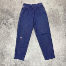 Amazing Blue Moleskin Pants Gunky Faded Distressed Workwear French 1940s Size 42