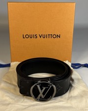 Louis Vuitton Belt Size 38 LV Monogram Black Leather Authentic w Box