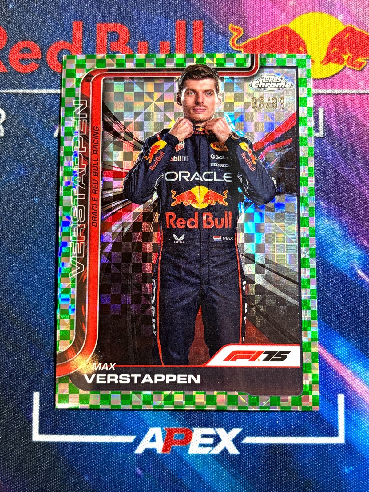 MAX VERSTAPPEN 2025 Topps Chrome Formula 1 F1 #1 Green Checker Flag 68/99