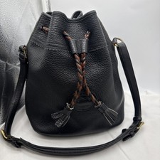 Dooney Bourke All Weather Leather Drawstring Bucket Bag Black Vintage Made US