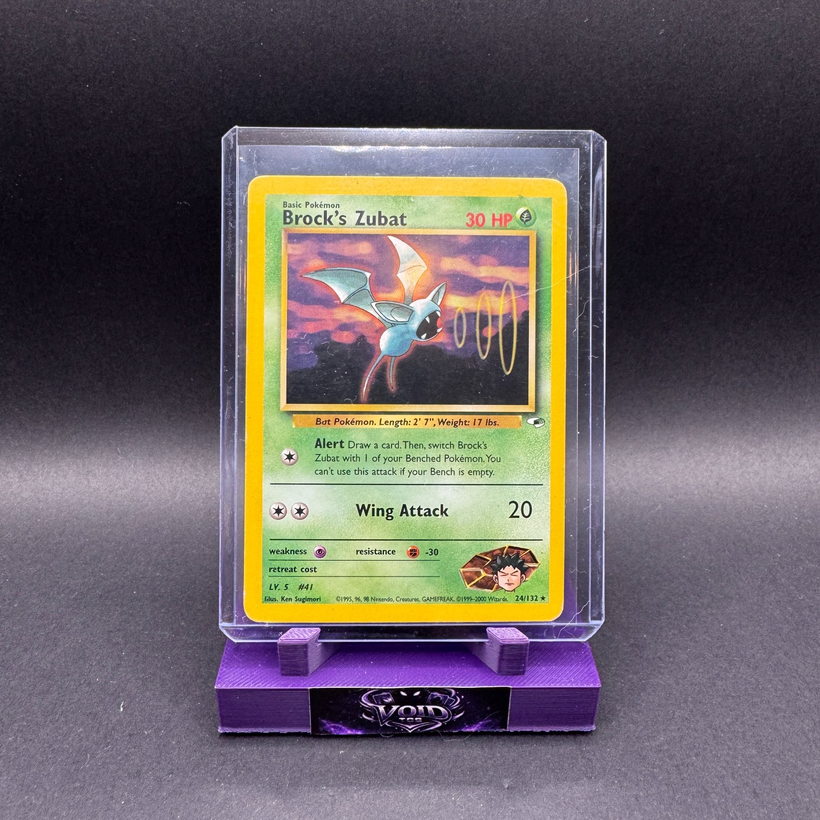 Brocks Zubat Pokemon Gym Heroes 24/132 Vintage Rare HP Ken Sugimori