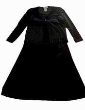 Vintage Another Thyme Black Velvet Maxi Dress W/Jacket Sz 10 Dark Romance Goth