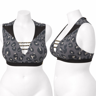 Damen Frauen Bikini Oberteil ÜBERGRÖSSE UK 20 Netzeinsatz gepolstert breite Träger - Animal